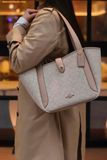  Túi Đeo Vai Coach Hadley Turnlock Tote Bag With Signature Canvas Dark Natural CAK51 