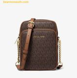  Túi Đeo Chéo Michael Kors Jet Set Travel Medium Logo Crossbody Bag 35F1GTVC2B Nâu Logo 