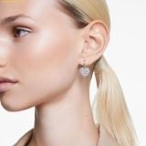  Khuyên Tai, Bông Tai Swarovski Hyperbola Rhodium Plated Crystal Pearl Heart Drop Earrings 5684384 