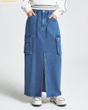  Chân Váy Bút Chì MLB Denim Midi Basic Small Logo - 3FDSB0244-50INS 