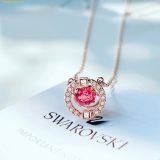  Dây Chuyền, Vòng Cổ Swarovski Sparkling Dance necklace Round, Red, Rose-gold tone plated 5279421 