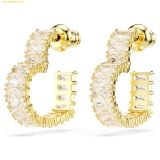  Bông Tai, Khuyên Tai Swarovski Matrix hoop earrings Baguette cut, Heart, Small, White, 18k gold plated 