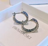  Bông Tai, Khuyên Tai Swarovski Matrix hoop earrings, Baguette cut, Gray, Ruthenium plated 5658650 