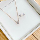  Bộ Trang Sức Dây Chuyền Và Bông Tai Swarovski Stilla Attract set Round cut, White, Rose gold-tone plated 5616233 