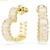 Bông Tai, Khuyên Tai Swarovski Matrix hoop earrings Baguette cut, Heart, Small, White, 18k gold plated