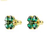  Bông Tai, Khuyên Tai Swarovski Idyllia stud earrings Clover, Green, Gold-tone plated 