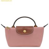  Túi Xách Longchamp Le Pliage Original Pouch With Handle Rosethe Size Mini (Pink Tea) - Recycled canvas 