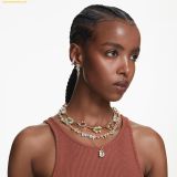  Dây Chuyền Swarovski Gema pendant Mixed cuts, Multicolored, 18K gold finish 5705816 