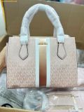  Túi Xách Michael Kors Marilyn Medium Signature Logo Stripe Satchel 35F5G6AS6V Powder Blush 