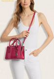  Túi Đeo Chéo Michael Kors Sheila Small Studded Patchwork and Signature Logo Satchel Dark Raspberry 