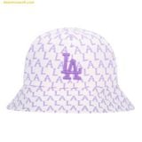  Mũ Bucket MLB Pastel Monogram Dome Hat LA (VIOLET) 32CPHA111-07V Trắng Logo Tím 