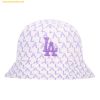  Mũ Bucket MLB Pastel Monogram Dome Hat LA (VIOLET) 32CPHA111-07V Trắng Logo Tím 