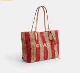  Túi Tote Coach Large City Tote Bag With Charms Gold Red Tan CER29 