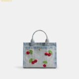  Túi Tote Coach Cargo Tote Bag 20 With Cherry Embroidery Denim Multi CDY91 