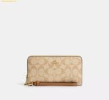  Ví Dài Coach Long Zip Around Wallet In Signature Canvas Light Khaki C4452 