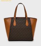  Túi Tote Michael Kors Taryn Small Signature Logo and Leather Convertible Crossbody Bag 32F4GTBC1B Brown 