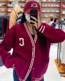  Áo Khoác Cardigan MLB Varsity Cardigan 3AKCV0134-45WIS Đỏ 