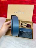  Set Ví Coach Boxed Card Case And Belt Gift Set In Colorblock Signature Canvas C8278 - Xanh Đen 