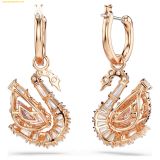  Bông Tai, Khuyên Tai Swarovski Swan drop earrings Pavé, Swan, Pink 5732415 