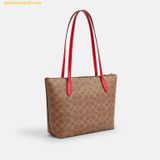  Túi Tote Coach Fiona Zip Tote Bag In Signature Canvas Carnation CBT18 - Maple 
