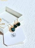  Bông Tai, Khuyên Tai Swarovski Bella V drop earrings Round cut, Green, 18K gold finish 5735389 