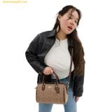  Túi Trống Coach Rowan Satchel Bag In Signature Canvas CV961 Nâu Logo 