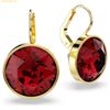 Khuyên Tai Bông Tai Swarovski Bella drop earrings Round cut, Red, Gold-tone plated
