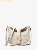  Túi Đeo Chéo Michael Kors MK Gabby Small Signature Logo Hobo Crossbody Bag 35H3G5GC1B Trắng Logo 