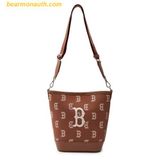  Túi Đeo Vai MLB Korea Big Classic Monogram Jacquard Bucket Bag Boston 3ABML023N-43BRS - Nâu 