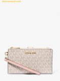  Ví Dài Michael Kors Jet Set Travel smartphone wallet with our exclusive logo 35F8GTVW0B Trắng Hồng Logo 