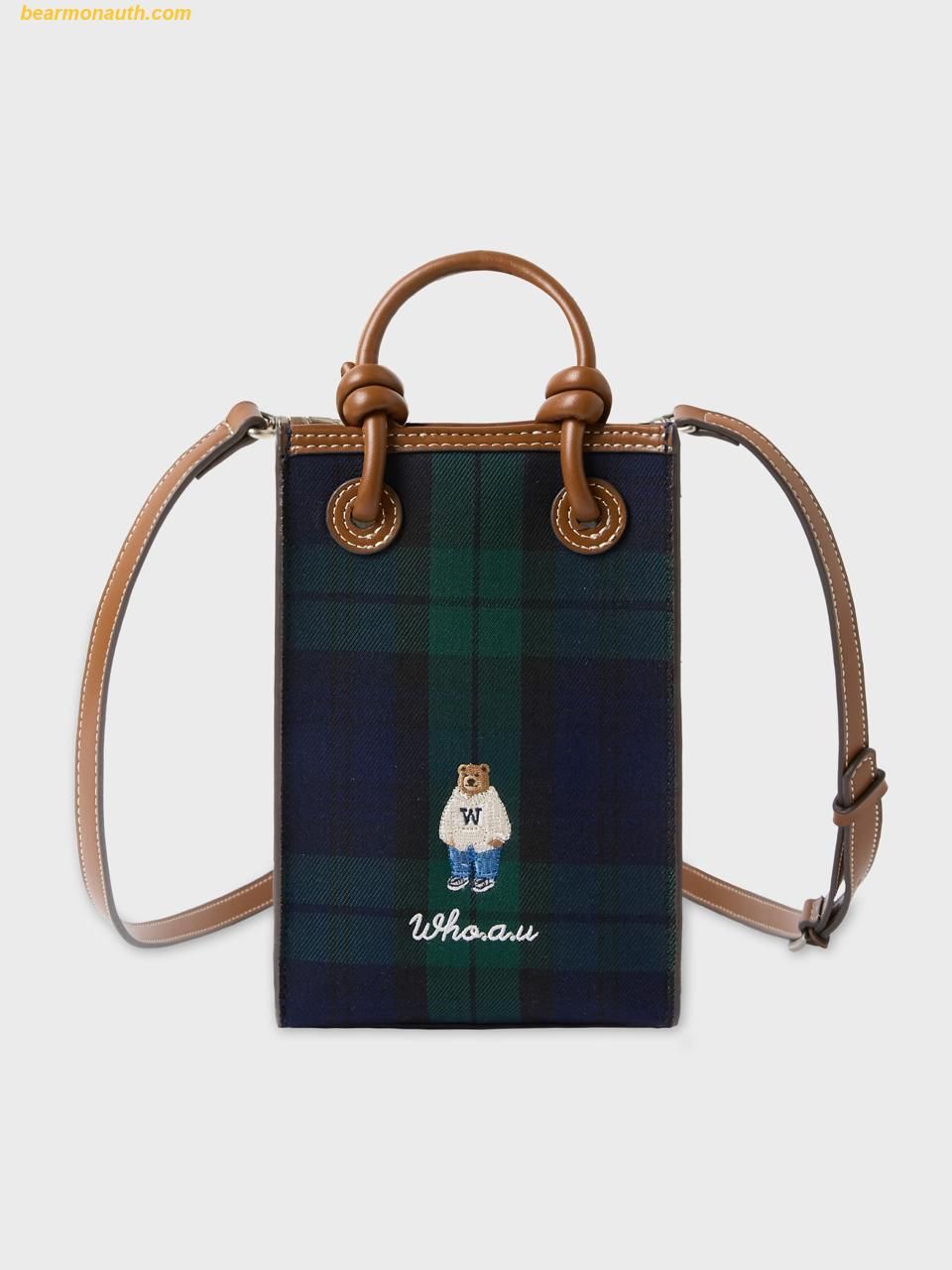  Túi Đeo Chéo WHOAU Canvas Mini Square Bag Màu Xanh Caro 