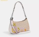  Túi Đeo Vai Coach Teri Shoulder Bag In Signature Canvas With Floral Print CBG173 Hoa Tím 