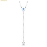  Dây Chuyền, Vòng Cổ Swarovski Stilla Attract Y necklace Round cut, Blue, Rhodium plated 5734249 