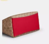  Túi Xách Coach Sadie Satchel Bag In Signature Canvas CCM72 Tan Red 