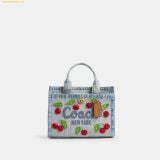  Túi Tote Coach Cargo Tote Bag 20 With Cherry Embroidery Denim Multi CDY91 