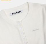  Áo Khoác Cardigan BADBLOOD Pure Classic Button-Up Round Cardigan - White w-cdg24-044 Trắng 