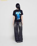  Áo Phông ADLV Woman Fuzzy Font Dragon Short Sleeve T-Shirt Đen 