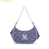  Túi Đeo Vai MLB Diamond Monogram Denim Jacquard Hobo Bag New York Yankees - D.Navy 3ABQS023N-50NYD 