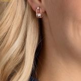  Bông Tai, Khuyên Tai Swarovski Round cut, Oval shape, White, 18k rose gold finish 5468118 
