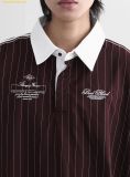  Áo Tay Dài Badblood Classic Logo Stripe Rugby Shirt - Burgundy w-sht24-019 Đỏ Đô 