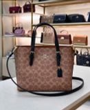  Túi Tote Coach Mollie Tote Bag 25 In Signature Canvas CV965 Nâu Logo 