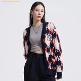  Áo Khoác Cardigan MLB Argyle Monogram New York Yankees - Màu Navy Phối Cam 