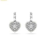  Khuyên Tai, Bông Tai Swarovski Hyperbola Rhodium Plated Crystal Pearl Heart Drop Earrings 5684384 