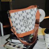  Túi Bucket MLB Big Classic Monogram Jacquard New Bucket Bag New York Yankees Cream 3ABML023N-50CRS Trắng Kem 