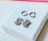  Bông Tai, Khuyên Tai Swarovski Iconic Swan drop earrings Swan, White, Rhodium plated 5647545 