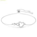  Vòng Tay, Lắc Tay SWAROVSKI Hyperbola bracelet Infinity and heart, White, Rhodium plated 5524421 