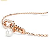 Lắc Tay, Vòng Tay Swarovski Constella bracelet Crystal pearl, Round cut, White, Rose gold-tone plated 