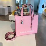  Túi Tote Marc Jacobs Mini Grind Coated Leather Tote Hồng Nhạt 
