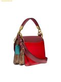  Túi Đeo Chéo Coach Beat 18 Leather Colorblock Gusset Crossbody Tan Electric Red C2449 