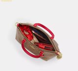  Túi Xách Coach Sadie Satchel Bag In Signature Canvas CCM72 Tan Red 